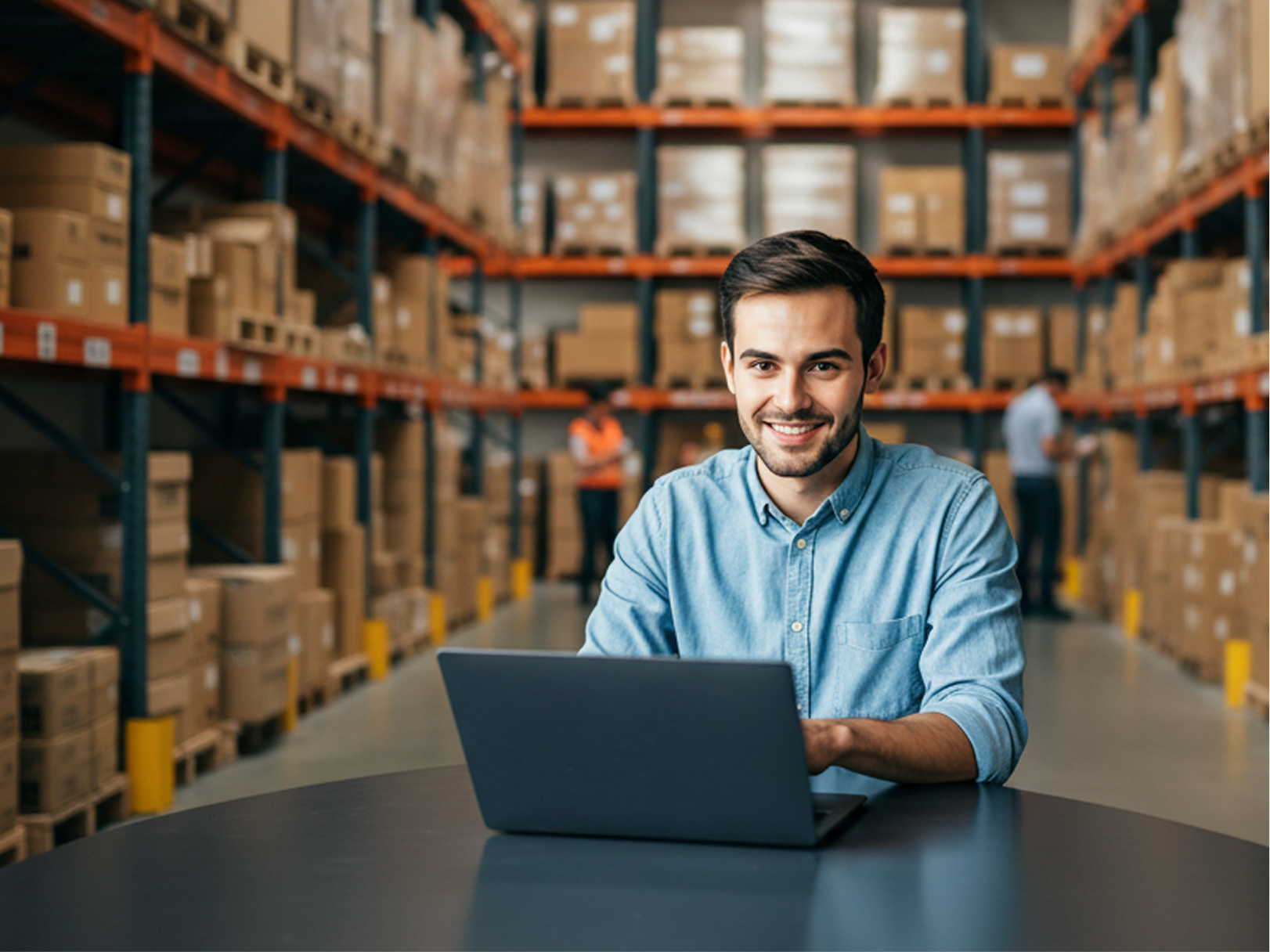 Entrepreneur working in a warehouse