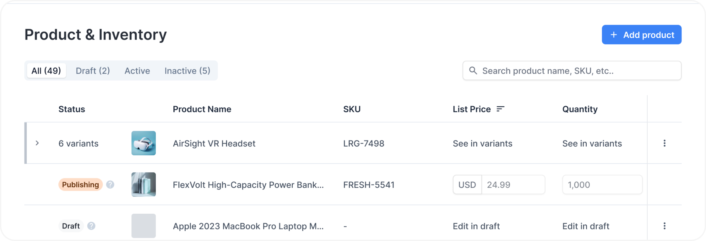 Stock sync interface